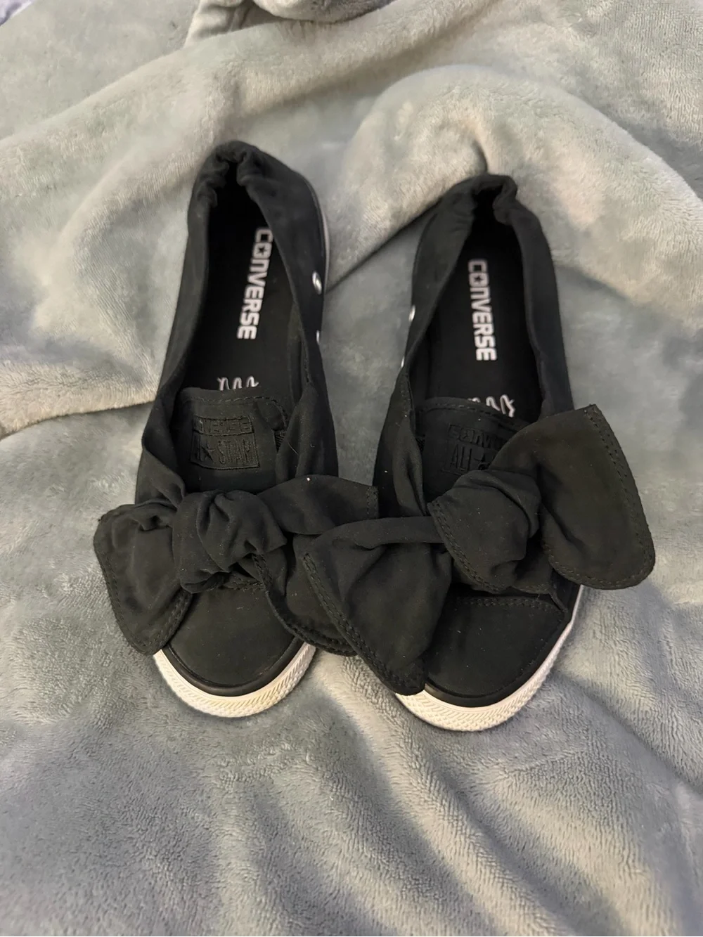 Converse Women's Black Bow Slip-On Sneakers